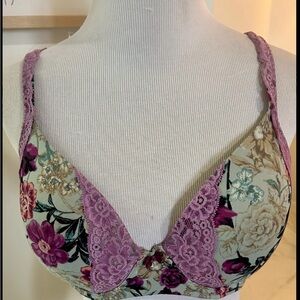 Soma Embraceable Full Coverage Lace Trim Orchid Lace/Floral Soft Padded Bra 34D